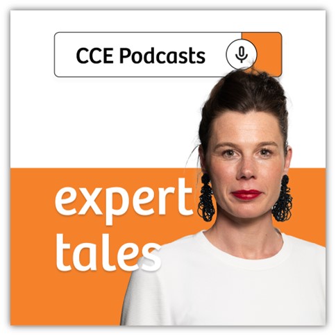 Omslag podcast Expert Tales: album hoes met foto van Esmaralda van 't Net