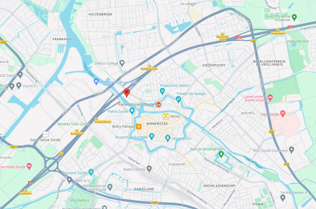 google maps afbeelding van de locatie van het CCE kantoor in Zwolle